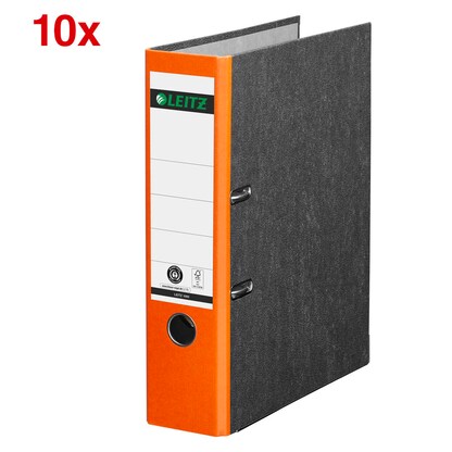 Artikelbild für AKTION: 10 LEITZ 1080 Ordner orange marmoriert Karton 8,0 cm DIN A4, Artikelnummer 653786