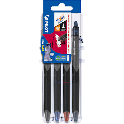 Artikelbild für PILOT FRIXION point CLICKER 2 Go Tintenroller-Set schwarz 0,3 mm, Schreibfarbe: farbsortiert, 4 St., Artikelnummer 376113