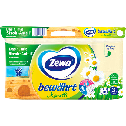 Artikelbild 3 für Zewa Toilettenpapier bewährt Kamille 3-lagig, 16 Rollen, Artikelnummer 614737
