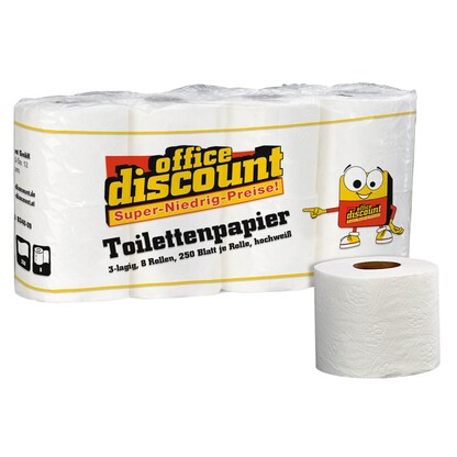 Artikelbild 16 für office discount Toilettenpapier 3-lagig, 8 Rollen, Artikelnummer 478968