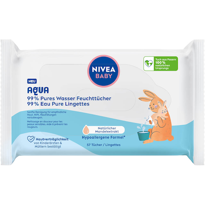 Artikelbild 8 für NIVEA BABY Feuchttücher AQUA weiß, 57 Tücher, Artikelnummer 578759