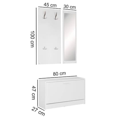 Artikelbild 2 für WOHNLING Garderoben-Set WL5.166 weiß Holz 4 Haken 80,0 x 180,0 cm, Artikelnummer 905972