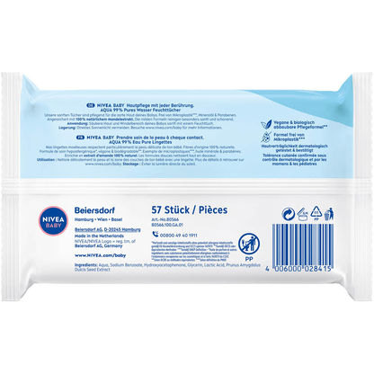 Artikelbild 2 für NIVEA BABY Feuchttücher AQUA weiß, 57 Tücher, Artikelnummer 578759