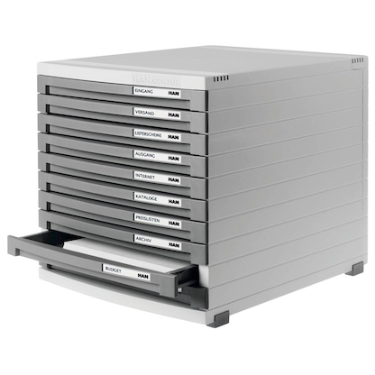 Artikelbild 7 für HAN Schubladenbox Contur dunkelgrau 1510-19, DIN B4 mit 10 Schubladen, Artikelnummer 182329