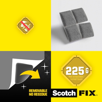 Artikelbild 4 für Scotch FIX™ REMOVABLE SQUARES doppelseitige Klebepads für max. 225,0 g 12,7 x 12,7 mm, 64 St., Artikelnummer 571168