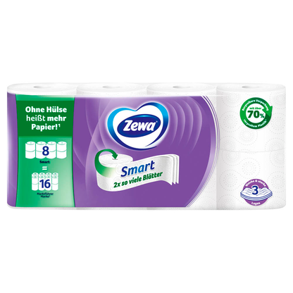 Artikelbild 2 für Zewa Toilettenpapier Smart 3-lagig, 8 Rollen, Artikelnummer 125142