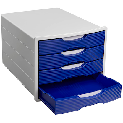 Artikelbild für office discount Schubladenbox blau 1001-DO-14, DIN A4 mit 4 Schubladen, Artikelnummer 837387