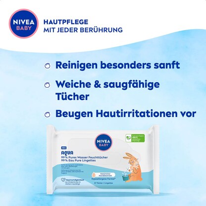 Artikelbild 3 für NIVEA BABY Feuchttücher AQUA weiß, 57 Tücher, Artikelnummer 578759