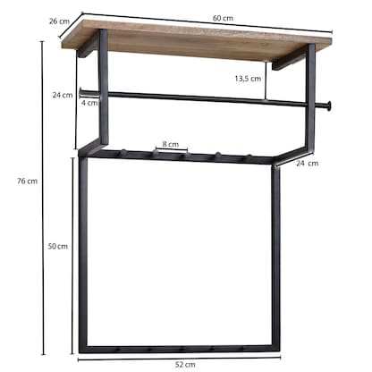 Artikelbild 2 für WOHNLING Wandgarderobe WL6.452 braun Holz 10 Haken 60,0 x 76,0 cm, Artikelnummer 908907