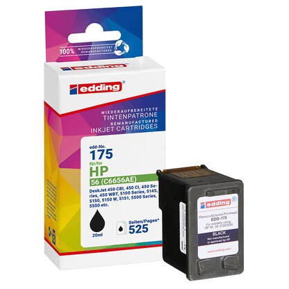 Artikelbild 23 für edding EDD-175 schwarz Druckerpatrone kompatibel zu HP 56 (C6656AE), Artikelnummer 108076