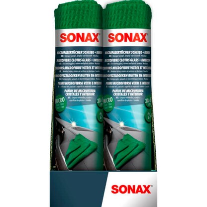 Artikelbild für SONAX Scheibe + Innen Mikrofasertücher 40 °C waschbar, 2 St., Artikelnummer 655157