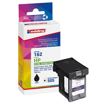 Artikelbild 7 für edding EDD-162 schwarz Druckerpatrone kompatibel zu HP 21XL (C9351AE), Artikelnummer 108084