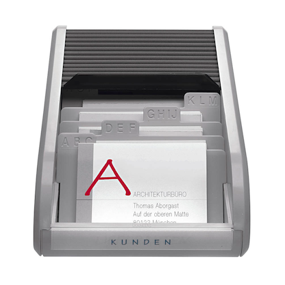 Artikelbild 4 für helit Visitenkartenbox lichtgrau/schwarz, für bis zu 300 Visitenkarten, Artikelnummer 138248