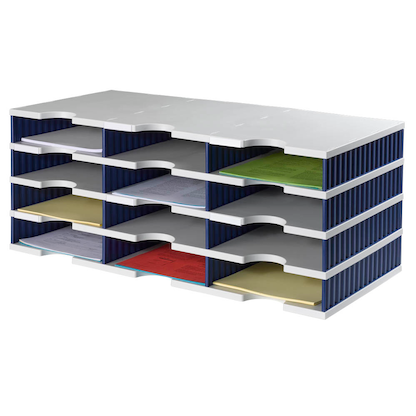Artikelbild 3 für styro Sortierstation Styrodoc grau/blau mit 12 Fächer, Artikelnummer 435867