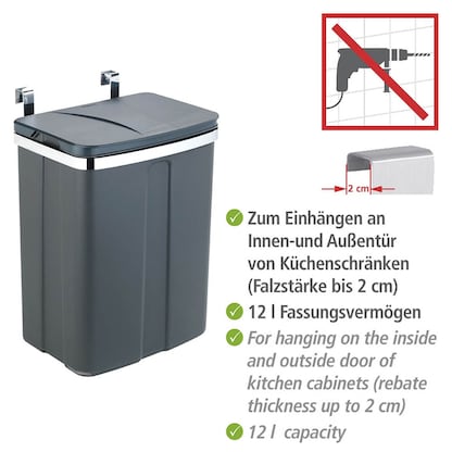 Artikelbild 5 für WENKO Mülleimer 12,0 l grau, Artikelnummer 664823