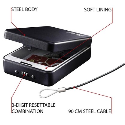 Artikelbild 4 für Master Lock® Tragbarer Tresor P005CEURBLKHRO schwarz 15,0 x 20,3 x 6,6 cm, Artikelnummer 727822