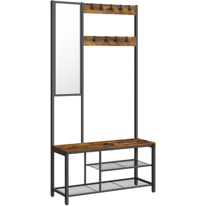 Artikelbild 14 für VASAGLE Garderobenbank mit Haken und Schuhrost HSR050B01V1 braun, schwarz Metall 98,0 cm, Artikelnummer 438293