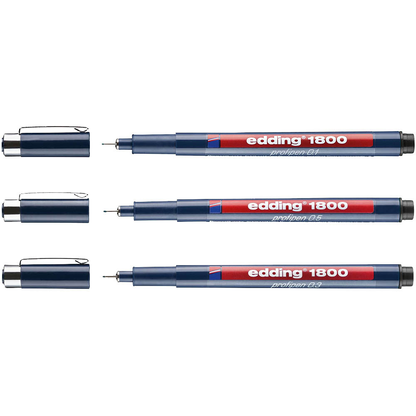 Artikelbild 17 für edding 1800 profipen Fineliner schwarz 0,1 + 0,3 + 0,5 mm, 3 St., Artikelnummer 824134