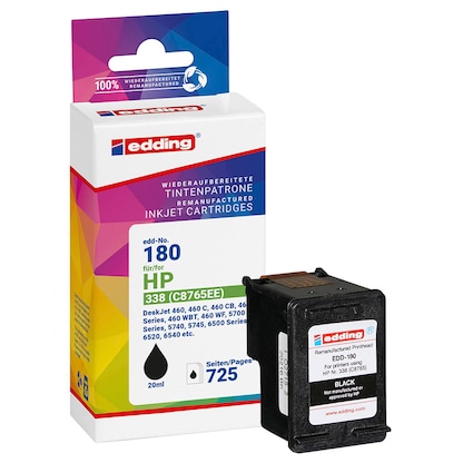 Artikelbild 19 für edding EDD-180 schwarz Druckerpatrone kompatibel zu HP 338 (C8765E), Artikelnummer 108241