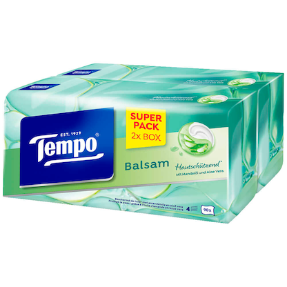 Artikelbild für Tempo Taschentücherbox Balsam 4-lagig weiß, 180 Tücher, Artikelnummer 649127