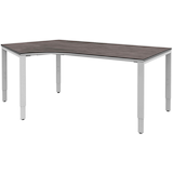Artikelbild 1 für röhr Imperia höhenverstellbarer Schreibtisch quarzit Bogenform, 4-Fuß-Gestell silber 217,0 x 114,0 cm, Artikelnummer 677231
