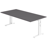 Artikelbild 1 für HAMMERBACHER OS 2E höhenverstellbarer Schreibtisch grafit rechteckig, C-Fuß-Gestell weiß 200,0 x 100,0 cm, Artikelnummer 380018