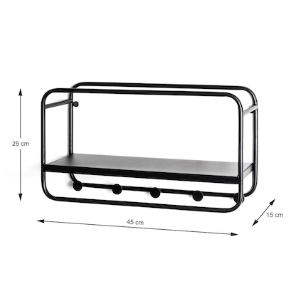 Artikelbild 3 für HAKU Möbel Wandgarderobe 23506 schwarz Metall 5 Haken 45,0 x 25,0 cm, Artikelnummer 491557