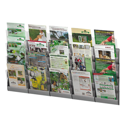 Artikelbild 3 für 5 PAPERFLOW Wandprospekthalter Integral silber DIN A4 20 Fächer, Artikelnummer 569228