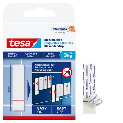 Artikelbild für tesa Powerstrips Klebestreifen für max. 3,0 kg 2,0 x 8,0 cm, 6 St., Artikelnummer 386180