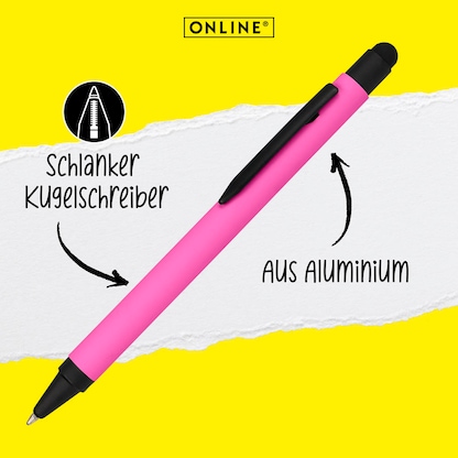 Artikelbild 3 für ONLINE® Kugelschreiber ALU Stylus pink, Schreibfarbe: blau, 1 St., Artikelnummer 617169