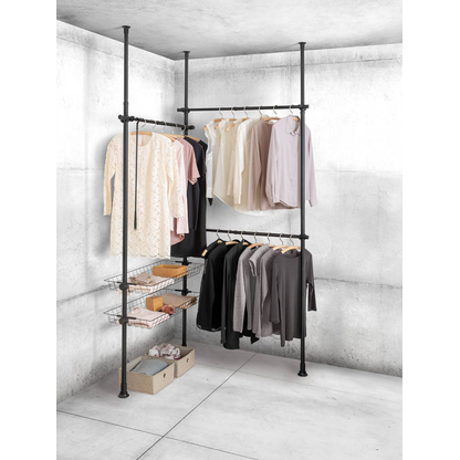 Artikelbild 2 für WENKO Teleskop-Garderobe Herkules Duo 50631100 schwarz Metall 164,0 - 215,0 x 165,0 - 300,0 cm, Artikelnummer 665172