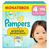 Artikelbild 1 für Pampers® Windeln Monatsbox premium protection™ Größe Gr.4 (9-14 kg) für Babys und Kleinkinder, 174 St., Artikelnummer 179139