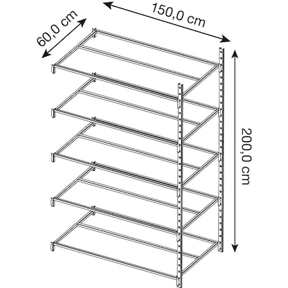 Artikelbild 2 für Manorga Anbau-Weitspannregal ZA23605NS lichtgrau 150,0 x 60,0 x 200,0 cm, Artikelnummer 533810