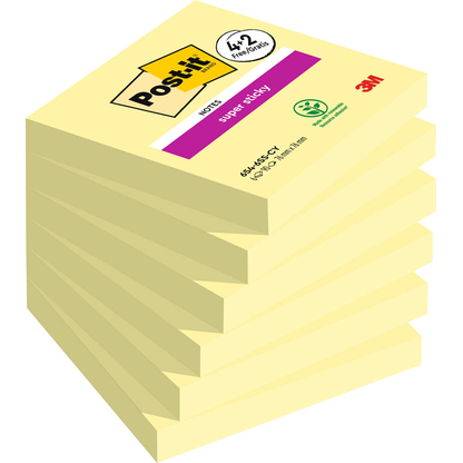 Artikelbild 10 für 4 + 2 GRATIS: Post-it® Super Sticky Notes Haftnotizen extrastark gelb, 4 Blöcke + GRATIS 2 Blöcke, Artikelnummer 620274