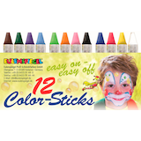 Artikelbild 1 für 12 EULENSPIEGEL™ Color-Sticks Kinderschmink-Set farbsortiert, Artikelnummer 234116