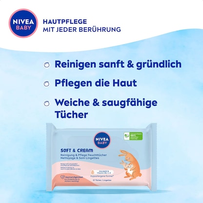 Artikelbild 2 für NIVEA BABY Feuchttücher SOFT & CREAM weiß, 228 Tücher, Artikelnummer 579092