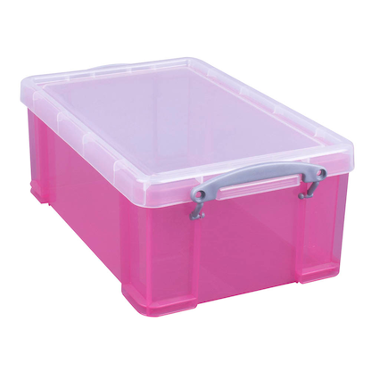 Artikelbild für Really Useful Box Aufbewahrungsbox 9,0 l transparent, pink 39,5 x 25,5 x 15,5 cm, Artikelnummer 305401