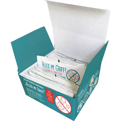 Artikelbild 19 für HELLMA Desinfektionstücher Alles im Griff 1-lagig weiß, 20 Tücher, Artikelnummer 349433