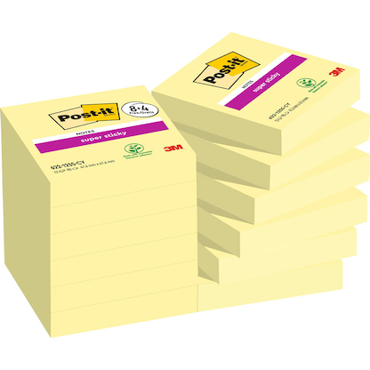 Artikelbild für 8 + 4 GRATIS: Post-it® Super Sticky Notes Haftnotizen extrastark gelb, 8 Blöcke + GRATIS 4 Blöcke, Artikelnummer 620512