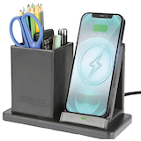 Artikelbild 1 für magnetoplan Schreibtisch-Organizer mit Qi-Ladefunktion schwarz Lederimitat 21,0 x 10,5 x 14,3 cm, Artikelnummer 606857