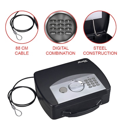 Artikelbild 7 für Master Lock® Tragbarer Tresor P008EML schwarz 15,0 x 20,3 x 6,6 cm, Artikelnummer 727772