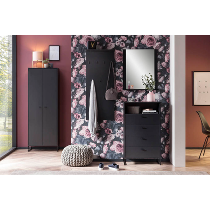 Artikelbild 4 für MÖBELPARTNER Schuhschrank Janne, 701784 schwarz 2 Fachböden 60,2 x 33,1 x 185,5 cm, Artikelnummer 786051