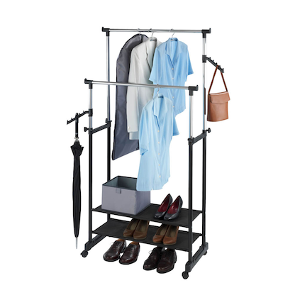 Artikelbild 5 für WENKO Teleskop-Garderobe All In schwarz Metall 89,5 x 117,0-169,0 cm, Artikelnummer 817474