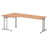 Artikelbild 1 für HAMMERBACHER NS82 Schreibtisch nussbaum L-Form, C-Fuß-Gestell silber 200,0 x 80,0/120,0 cm, Artikelnummer 866374