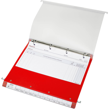 Artikelbild 3 für BOI Patienten-Dokumentations-Hängemappe 2-Ringe Click 2 Stationär rot Boden: 2,5 cm, Artikelnummer 666822