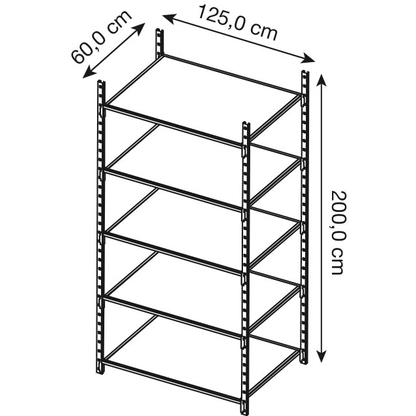 Artikelbild 2 für Manorga Schwerlastregal ZA22605NDT lichtgrau 125,0 x 60,0 x 200,0 cm, Artikelnummer 533877