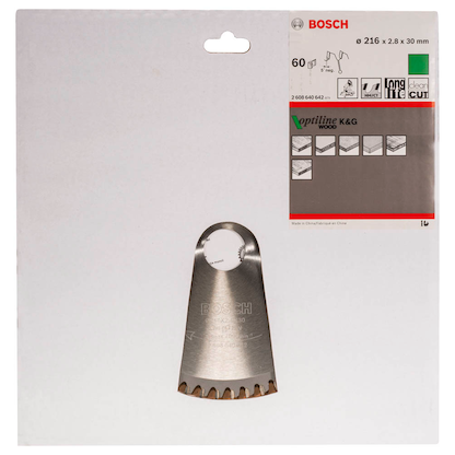 Artikelbild 2 für AKTION: BOSCH Optiline Wood Kreissägeblatt 216,0 mm, 60 Zähne mit Prämie nach Registrierung, Artikelnummer 452902
