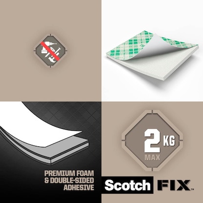 Artikelbild 3 für Scotch FIX™ INTERIOR doppelseitige Klebepads für max. 2,0 kg 25,0 x 25,0 mm, 16 St., Artikelnummer 571154