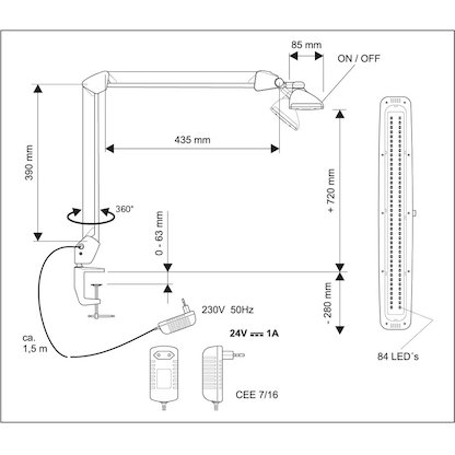 Artikelbild 2 für MAUL MAULwork Schreibtischlampe weiß 20 W mit Tischklemme, Artikelnummer 119805