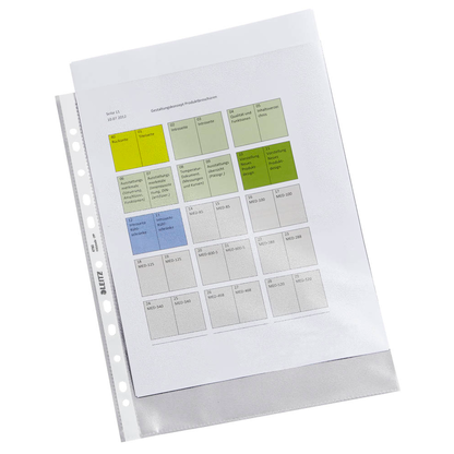 Artikelbild 8 für AKTION: 100 LEITZ Prospekthüllen 4790 DIN A4 transparent genarbt 0,09 mm, Artikelnummer 663957